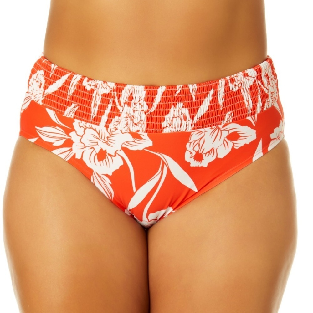 Women's Plus Size Mid Rise Smocked Swim Bottoms